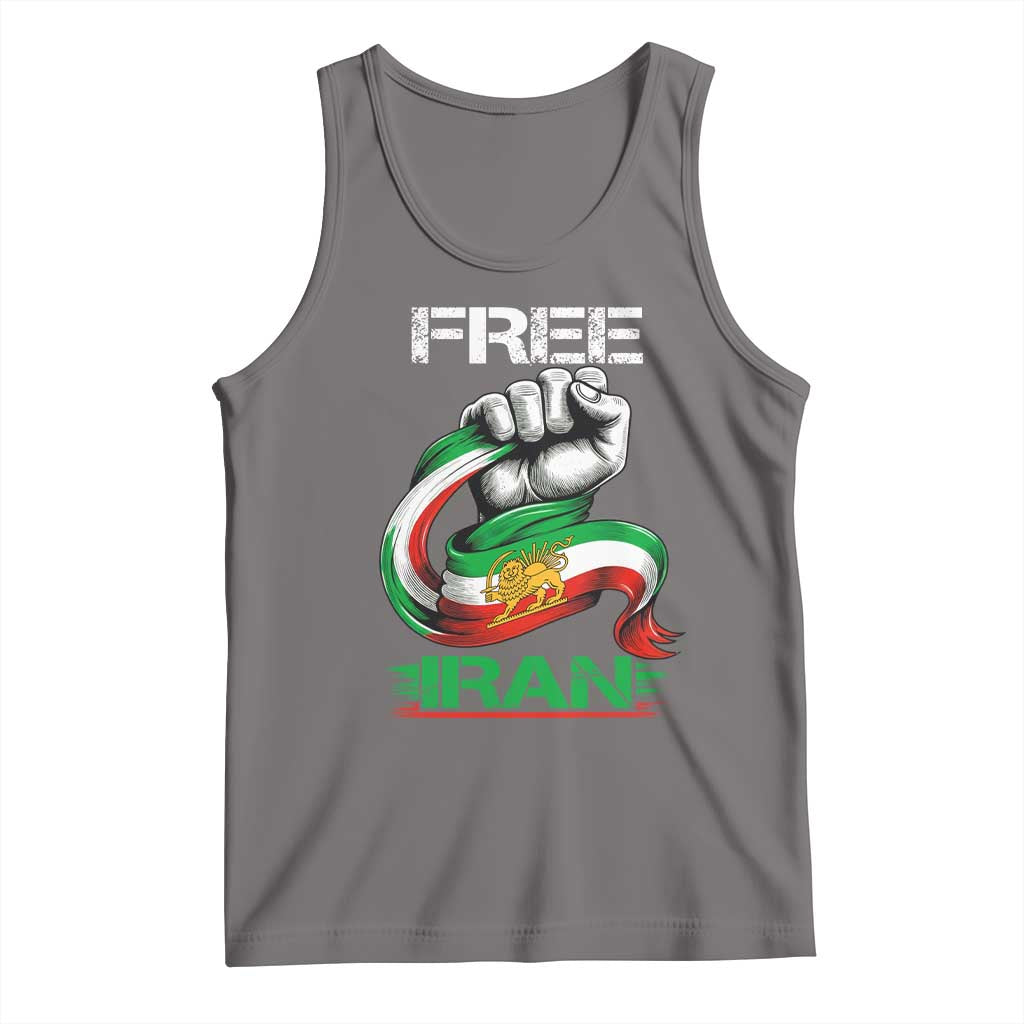 Free Iran Tank Top Iran Lion Sun Flag Fist TS10 Deep Heather Print Your Wear