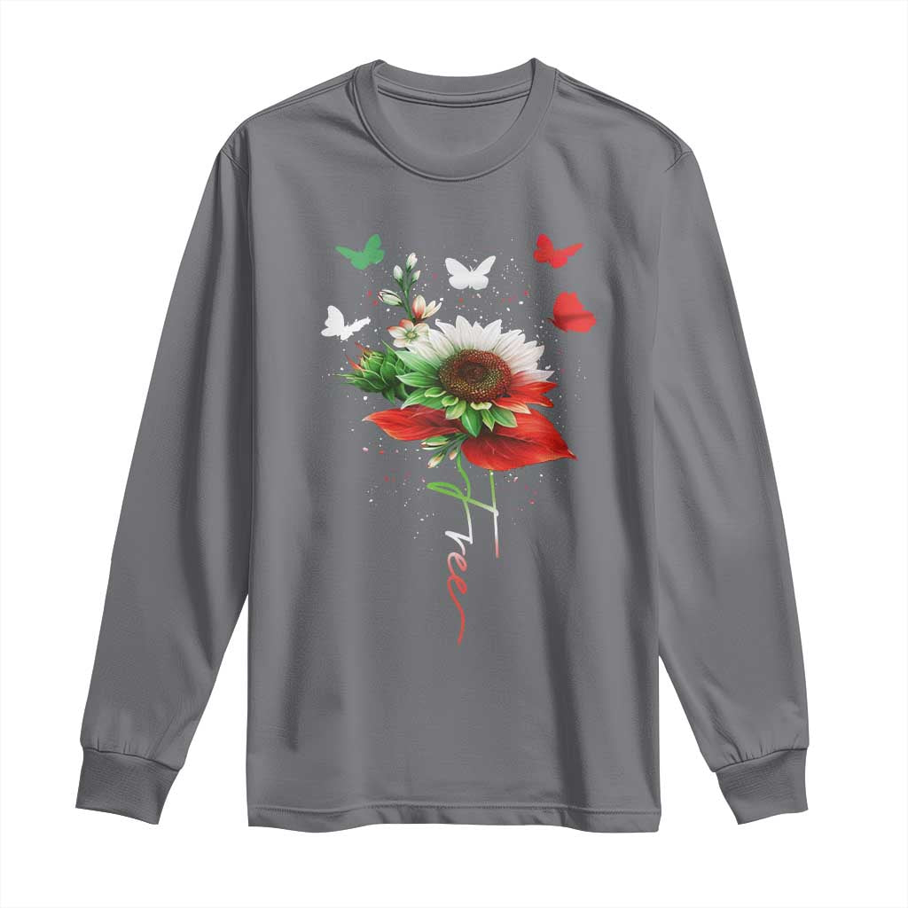 Free Iran Protest Long Sleeve Shirt Sunflower Flag TS10 Charcoal Print Your Wear