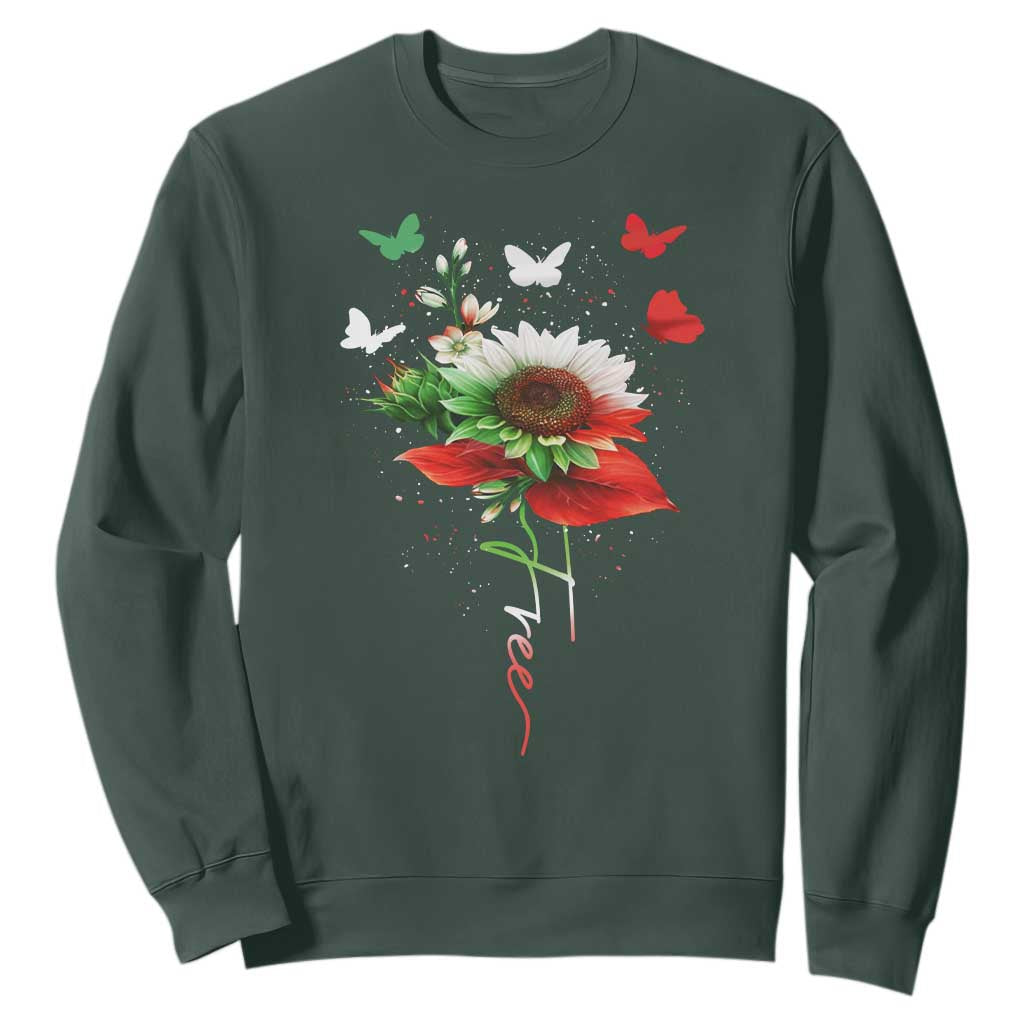 Free Iran Protest Sweatshirt Sunflower Flag TS10 Dark Forest Green Print Your Wear