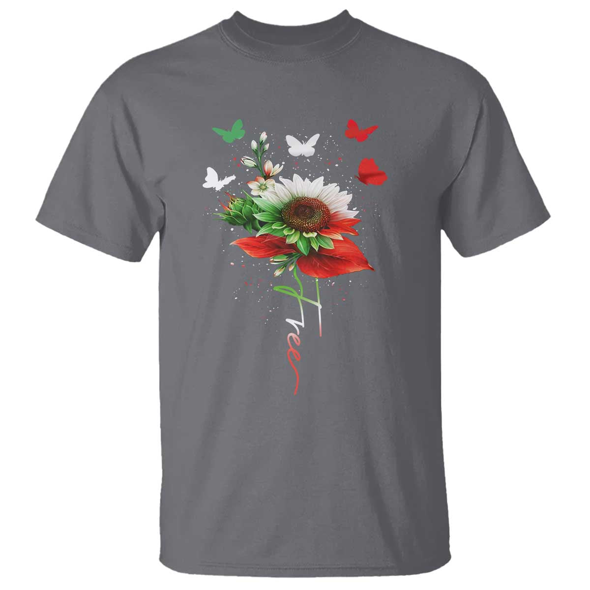 Free Iran Protest T Shirt Sunflower Flag TS10 Charcoal Print Your Wear