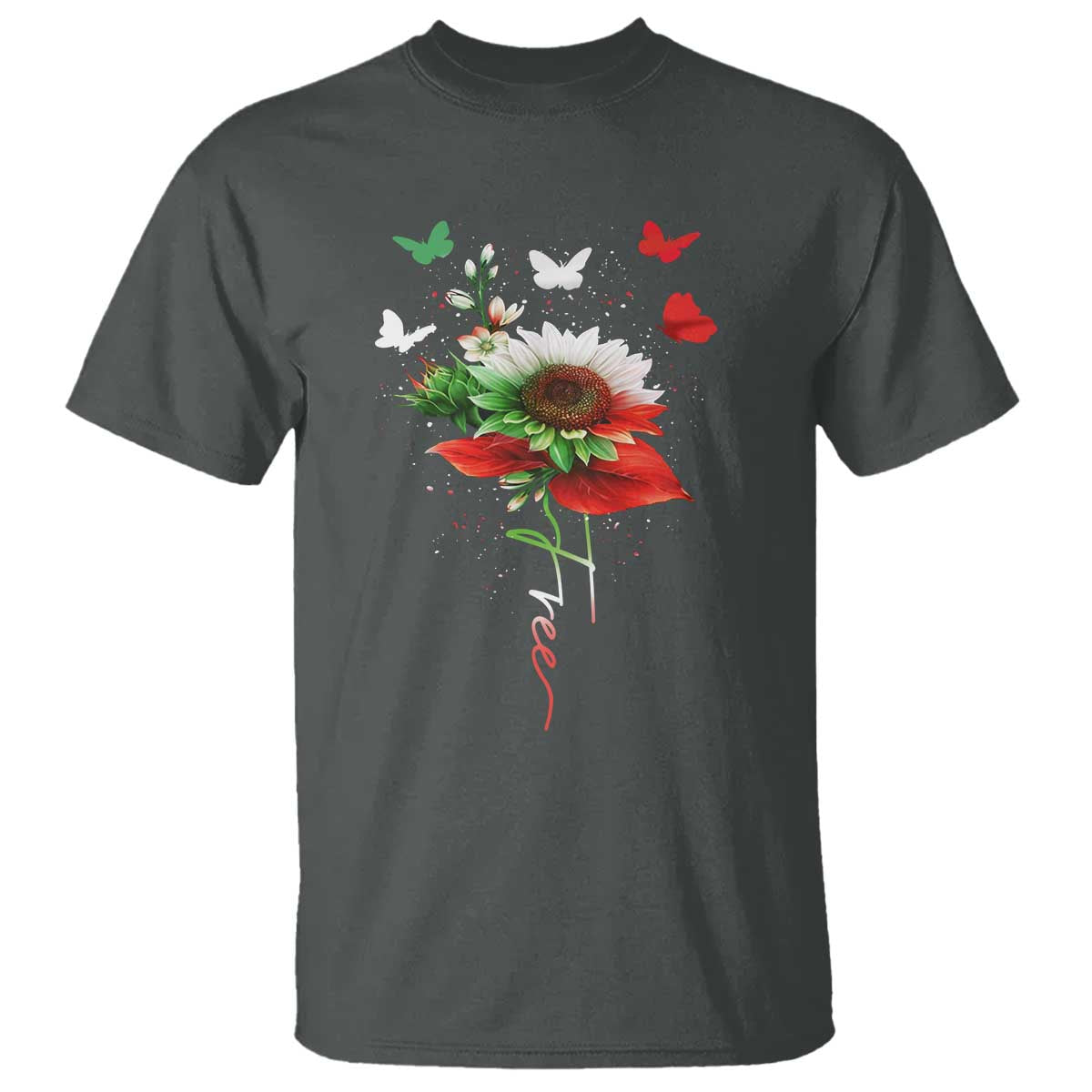 Free Iran Protest T Shirt Sunflower Flag TS10 Dark Heather Print Your Wear