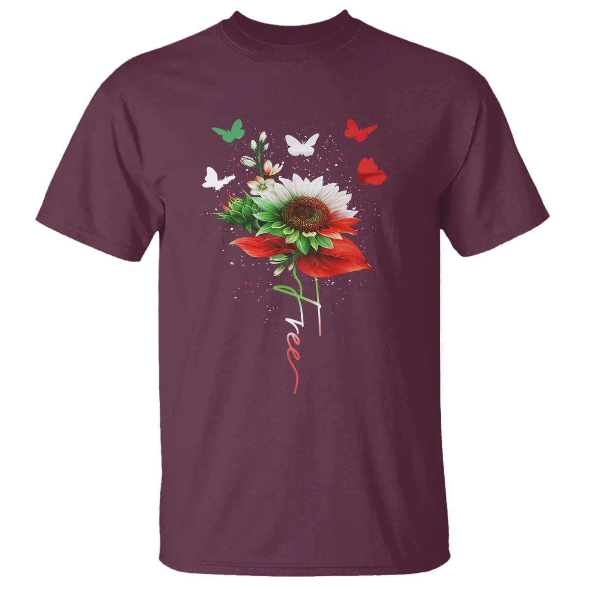Free Iran Protest T Shirt Sunflower Flag TS10 Maroon Print Your Wear