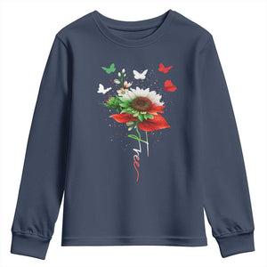 Free Iran Protest Youth Sweatshirt Sunflower Flag TS10 Navy Print Your Wear