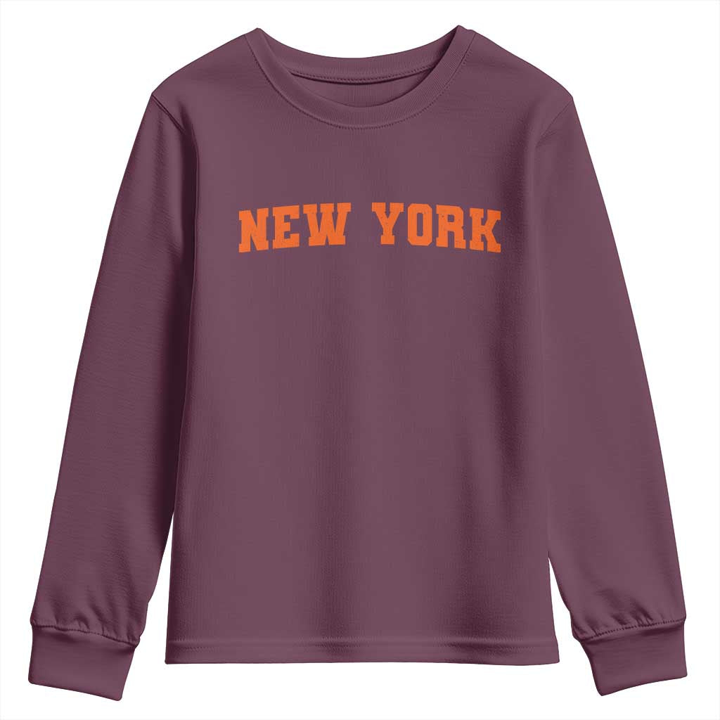 New York Youth Sweatshirt Vintage Varsity Sports Throwback Design TS10 Maroon Print Your Wear