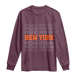 Vintage New York Long Sleeve Shirt Name Retro Design TS10 Maroon Print Your Wear