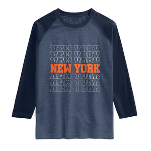 Vintage New York Raglan Shirt Name Retro Design TS10 Heather Denim Navy Print Your Wear