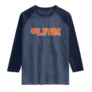 LFGM Raglan Shirt Vintage Retro Throwback Design TS10 Heather Denim Navy Print Your Wear