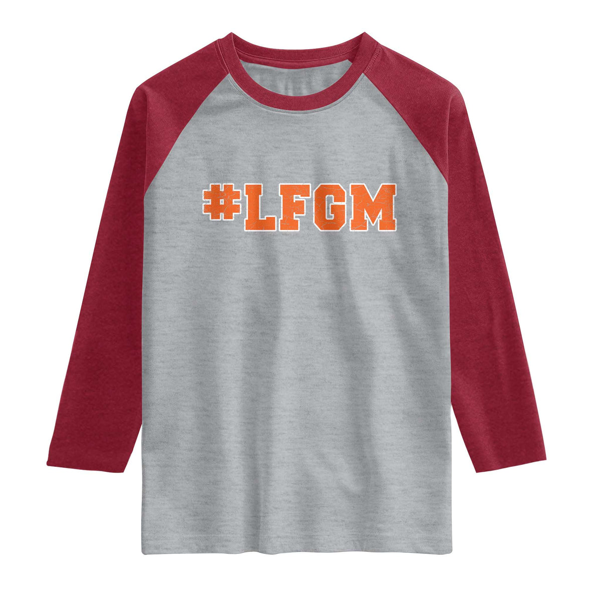 LFGM Raglan Shirt Vintage Retro Throwback Design TS10 Heather Gray Heather Red Print Your Wear
