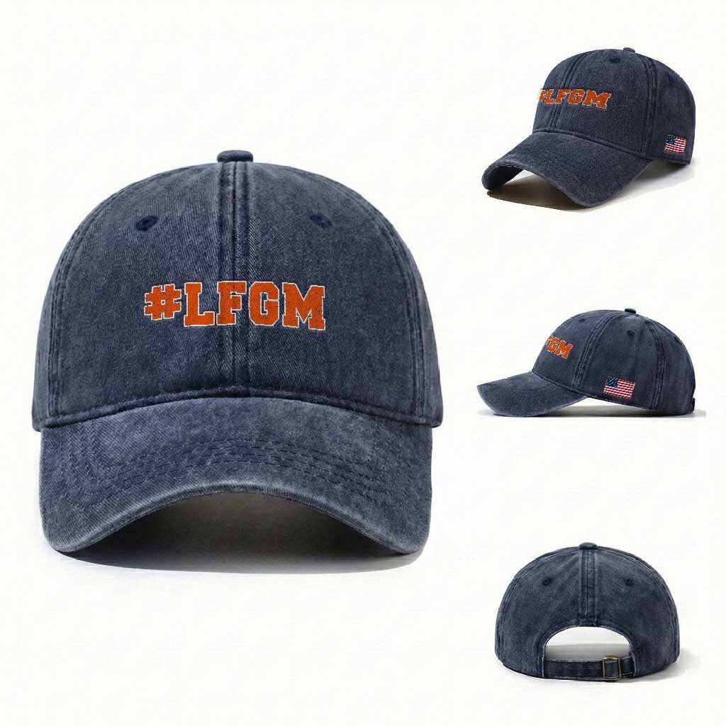 LFGM Washed Cotton Baseball Cap Vintage Retro Throwback Design TS10 Washed Cap Universal Fit Navy Print Your Wear