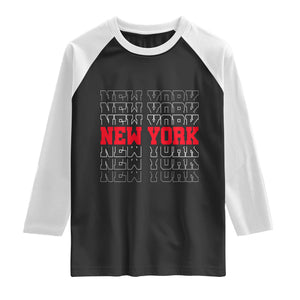 New York Vintage Raglan Shirt State Pride Classic Throwback Design TS10 Black White Print Your Wear