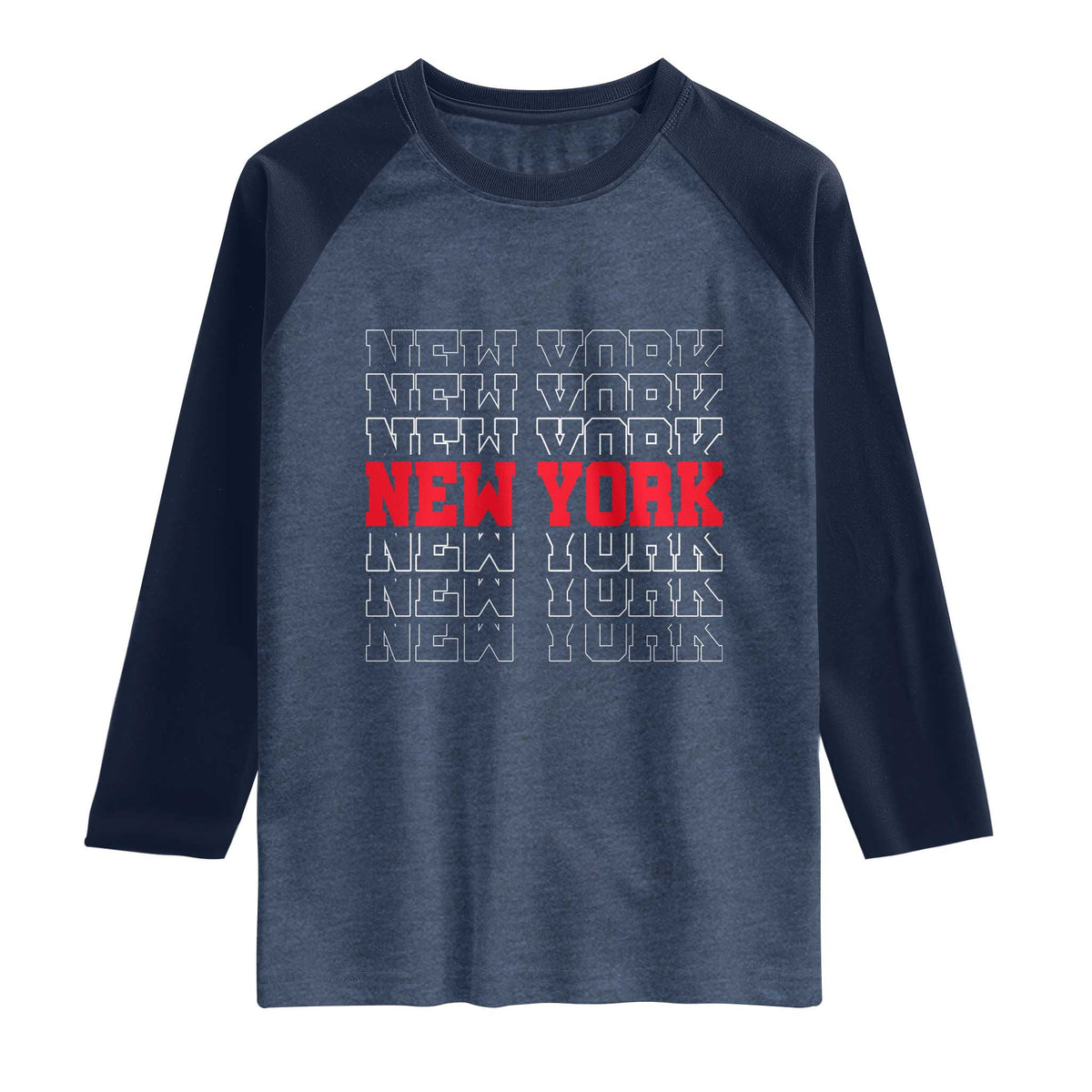New York Vintage Raglan Shirt State Pride Classic Throwback Design TS10 Heather Denim Navy Print Your Wear