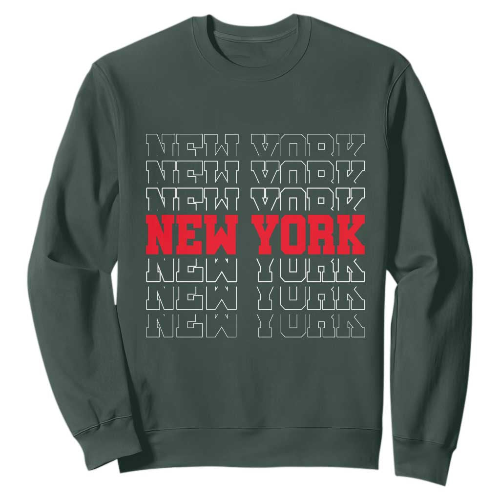 New York Vintage Sweatshirt State Pride Classic Throwback Design TS10 Dark Forest Green Print Your Wear