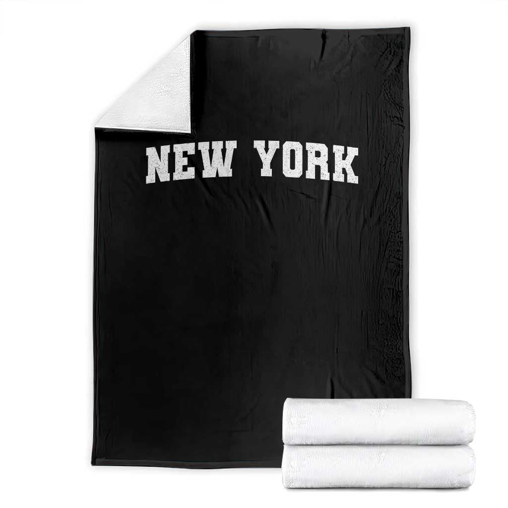 New York Vintage Varsity Sports Throw Blanket State Pride TS10 Black Print Your Wear