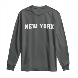 New York Vintage Varsity Sports Long Sleeve Shirt State Pride TS10 Dark Heather Print Your Wear