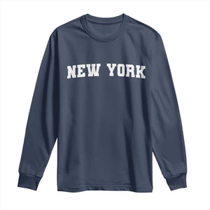 New York Vintage Varsity Sports Long Sleeve Shirt State Pride TS10 Navy Print Your Wear