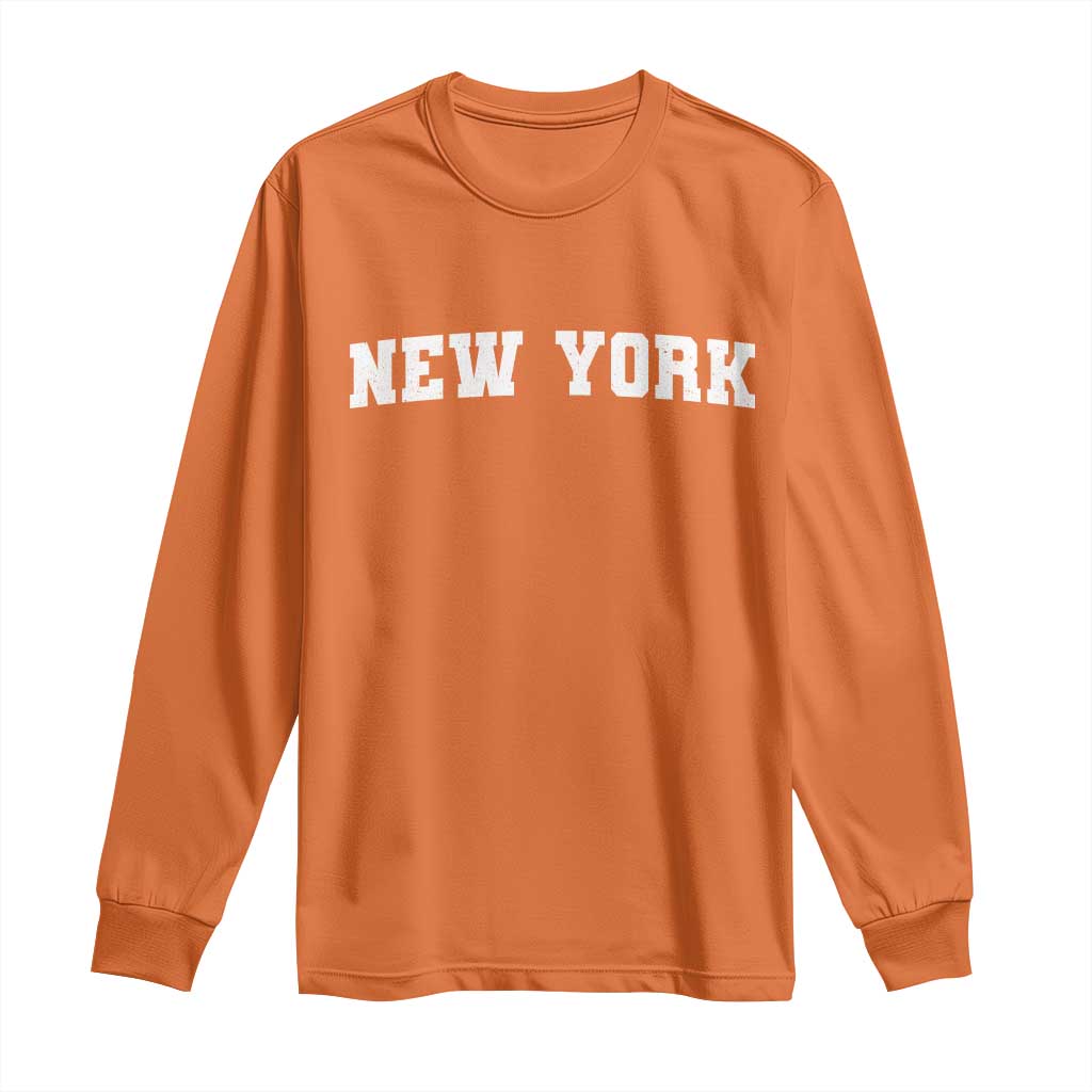 New York Vintage Varsity Sports Long Sleeve Shirt State Pride TS10 Orange Print Your Wear
