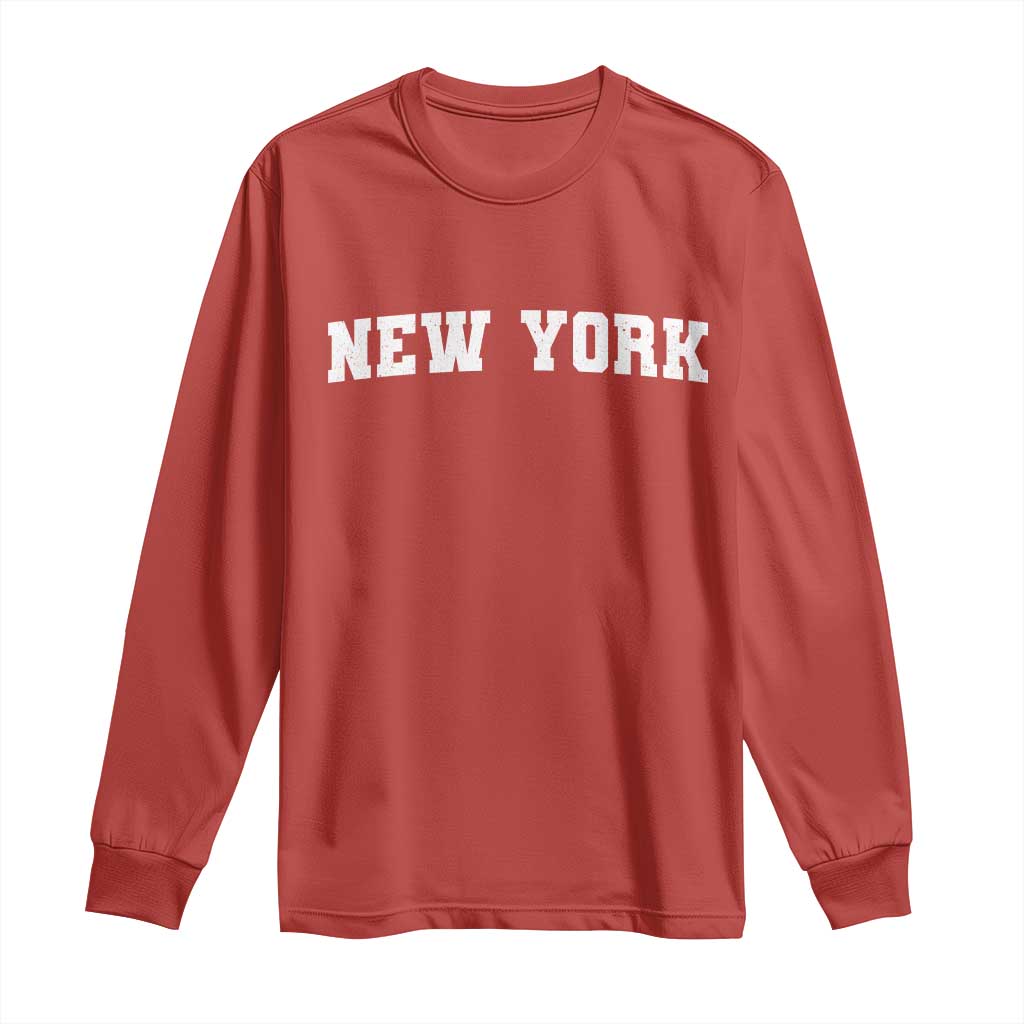 New York Vintage Varsity Sports Long Sleeve Shirt State Pride TS10 Red Print Your Wear