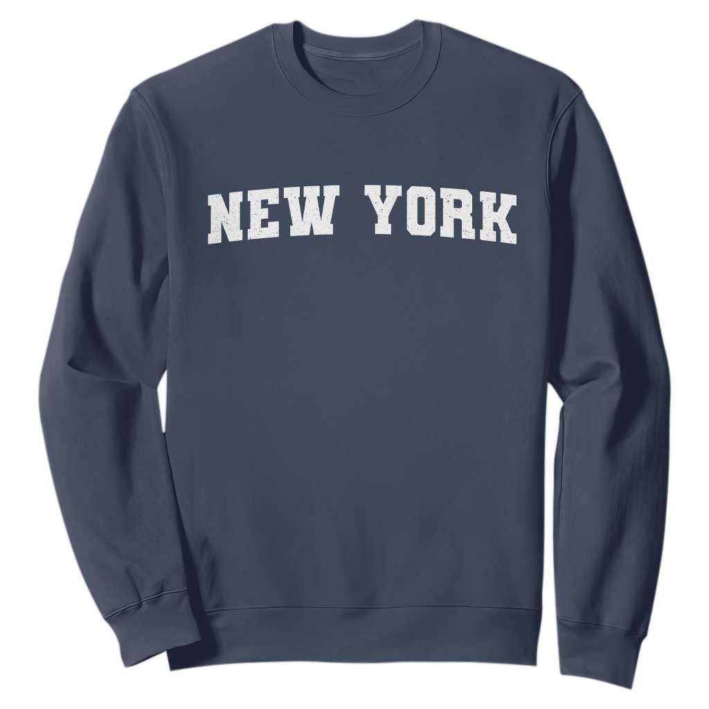 New York Vintage Varsity Sports Sweatshirt State Pride TS10 Navy Print Your Wear