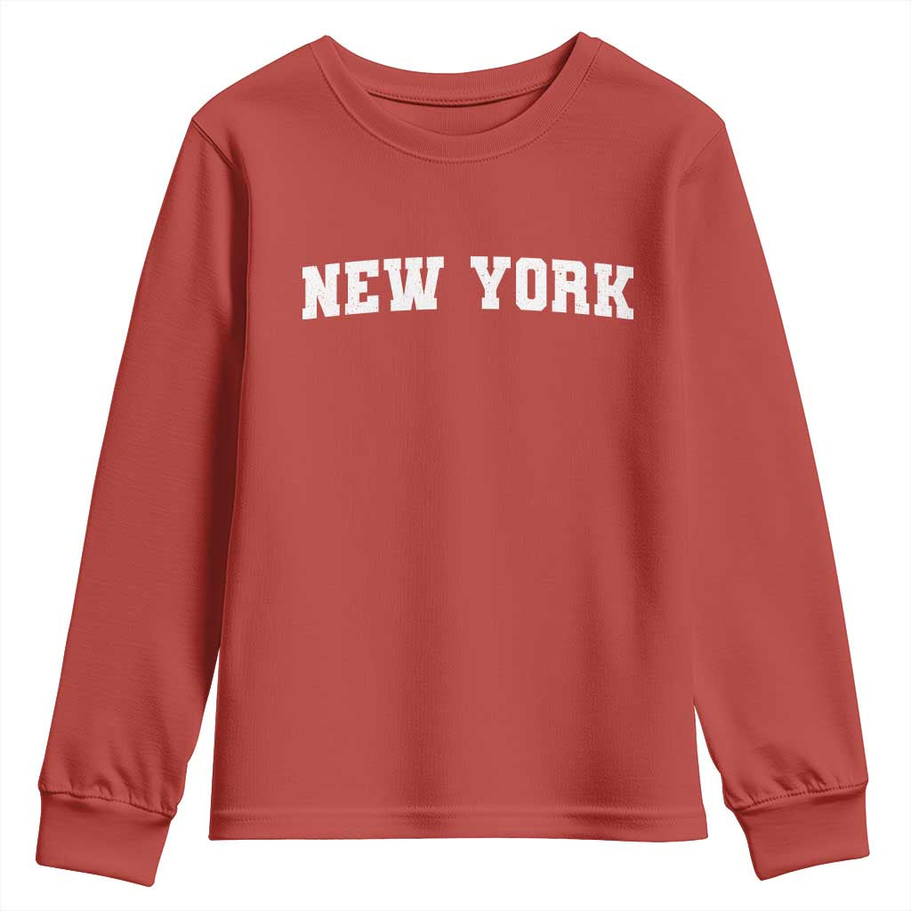 New York Vintage Varsity Sports Youth Sweatshirt State Pride TS10 Red Print Your Wear