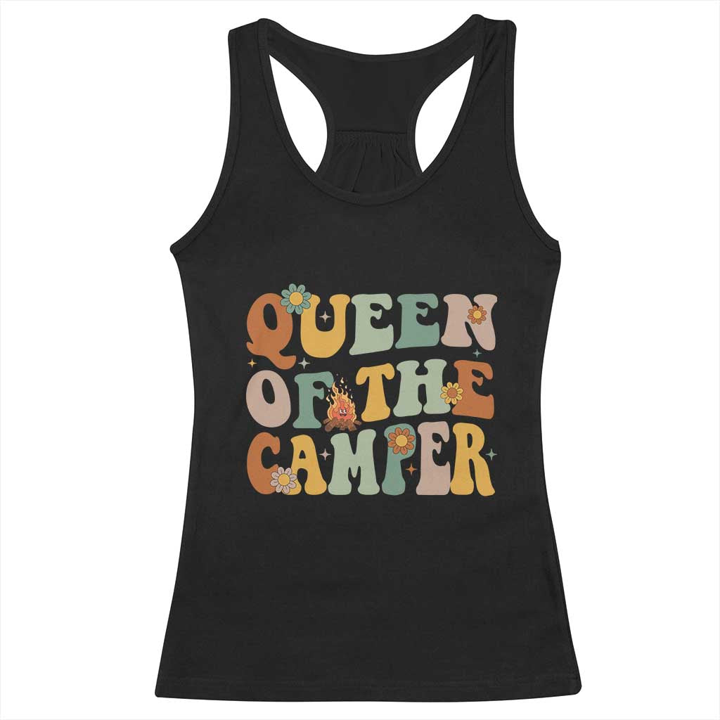 Camper Queen Racerback Tank Top Retro Groovy Funny Women Girls RV Camping Lovers TS10 Black Print Your Wear
