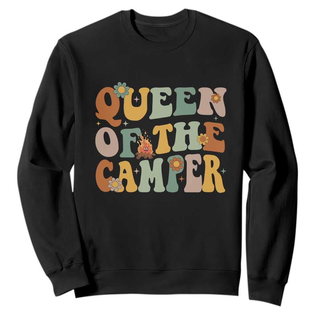 Camper Queen Sweatshirt Retro Groovy Funny Women Girls RV Camping Lovers TS10 Black Print Your Wear