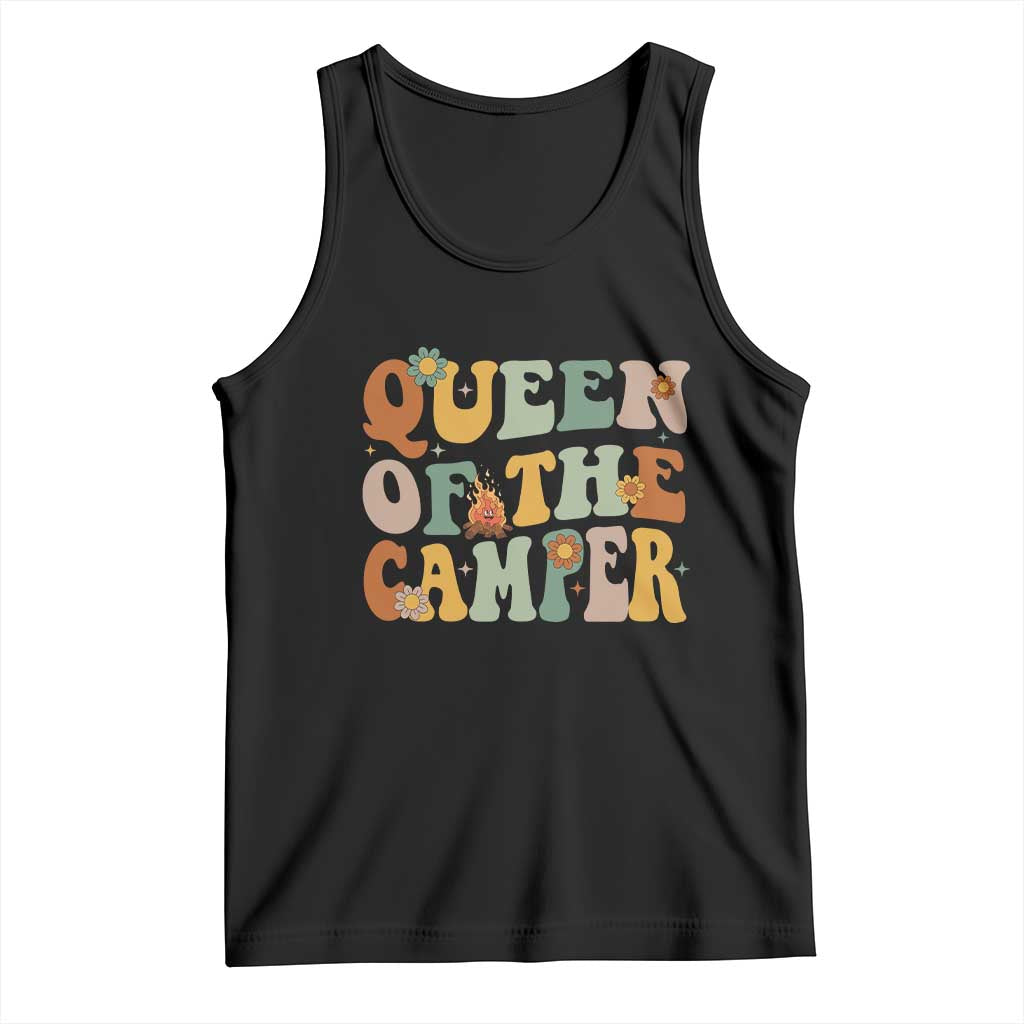 Camper Queen Tank Top Retro Groovy Funny Women Girls RV Camping Lovers TS10 Black Print Your Wear
