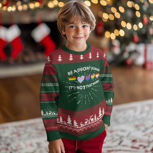 Be A Decent Human It's Not That Hard Knit Sweatshirt LGBT Heart Retro Human Rights TS10 Christmas Print Your Wear