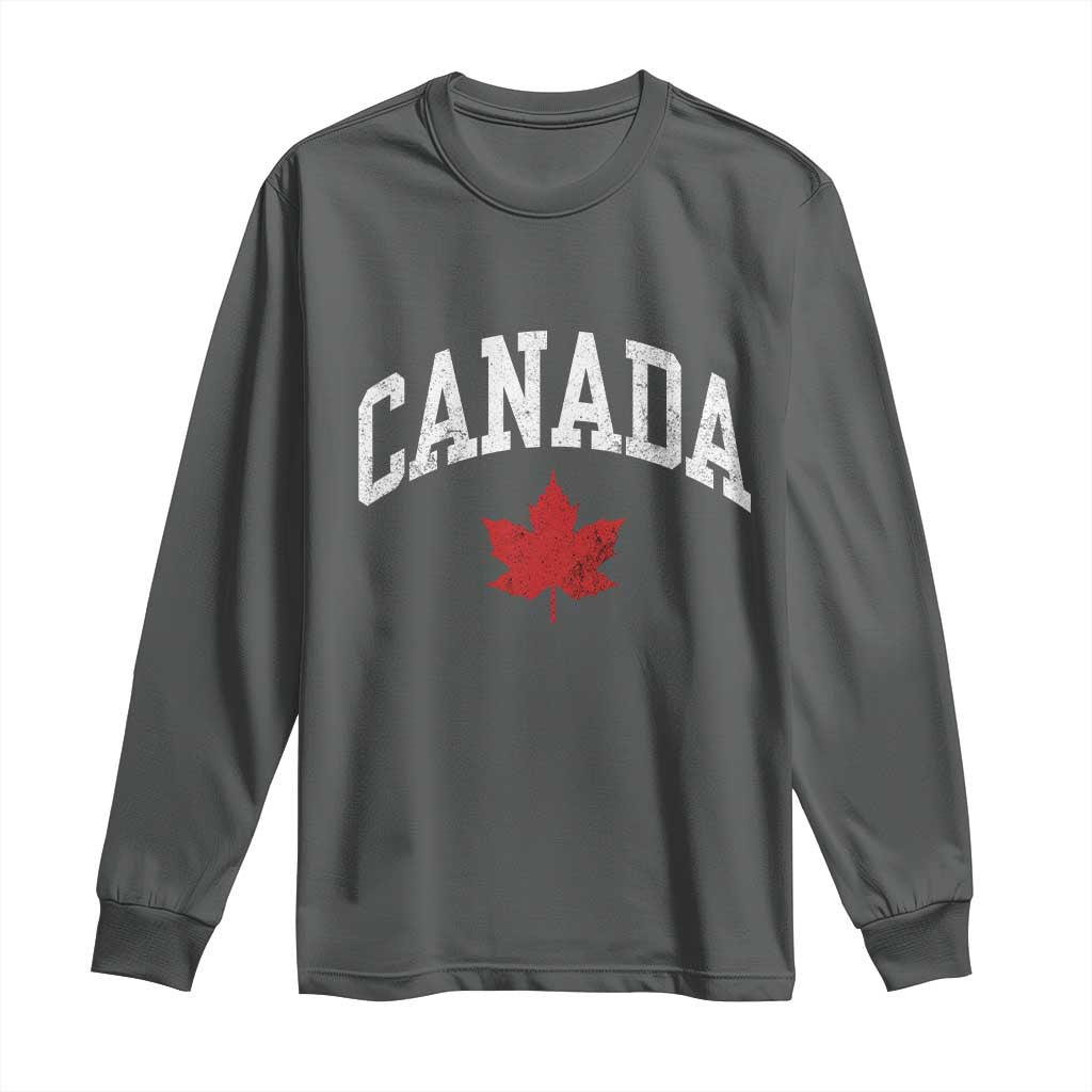 Canada Maple Leaf Long Sleeve Shirt Canadian Pride TS10 Dark Heather Print Your Wear