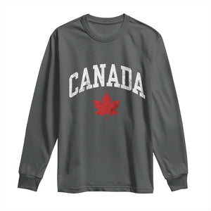 Canada Maple Leaf Long Sleeve Shirt Canadian Pride TS10 Dark Heather Print Your Wear