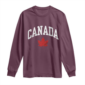Canada Maple Leaf Long Sleeve Shirt Canadian Pride TS10 Maroon Print Your Wear