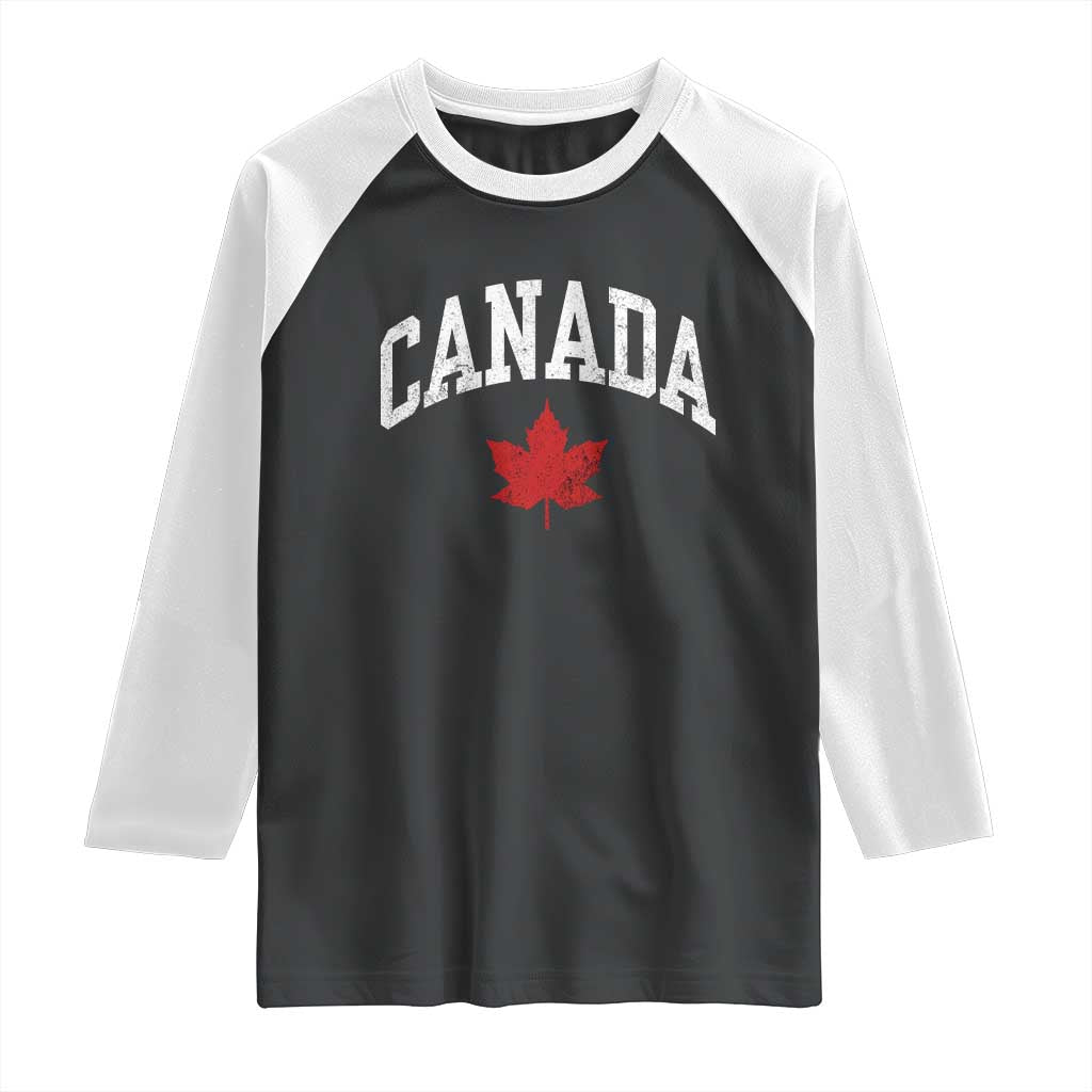 Canada Maple Leaf Raglan Shirt Canadian Pride TS10 Black White Print Your Wear