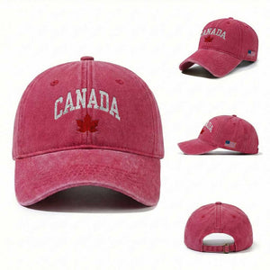 Canada Maple Leaf Washed Cotton Baseball Cap Canadian Pride TS10 Washed Cap Universal Fit Red Print Your Wear