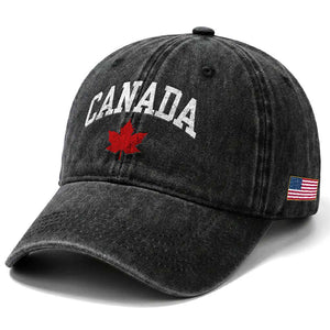 Canada Maple Leaf Washed Cotton Baseball Cap Canadian Pride TS10 Print Your Wear