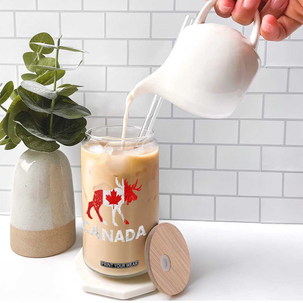 Canada Moose Maple Leaf Glass Can Canadian Pride TS10 Print Your Wear