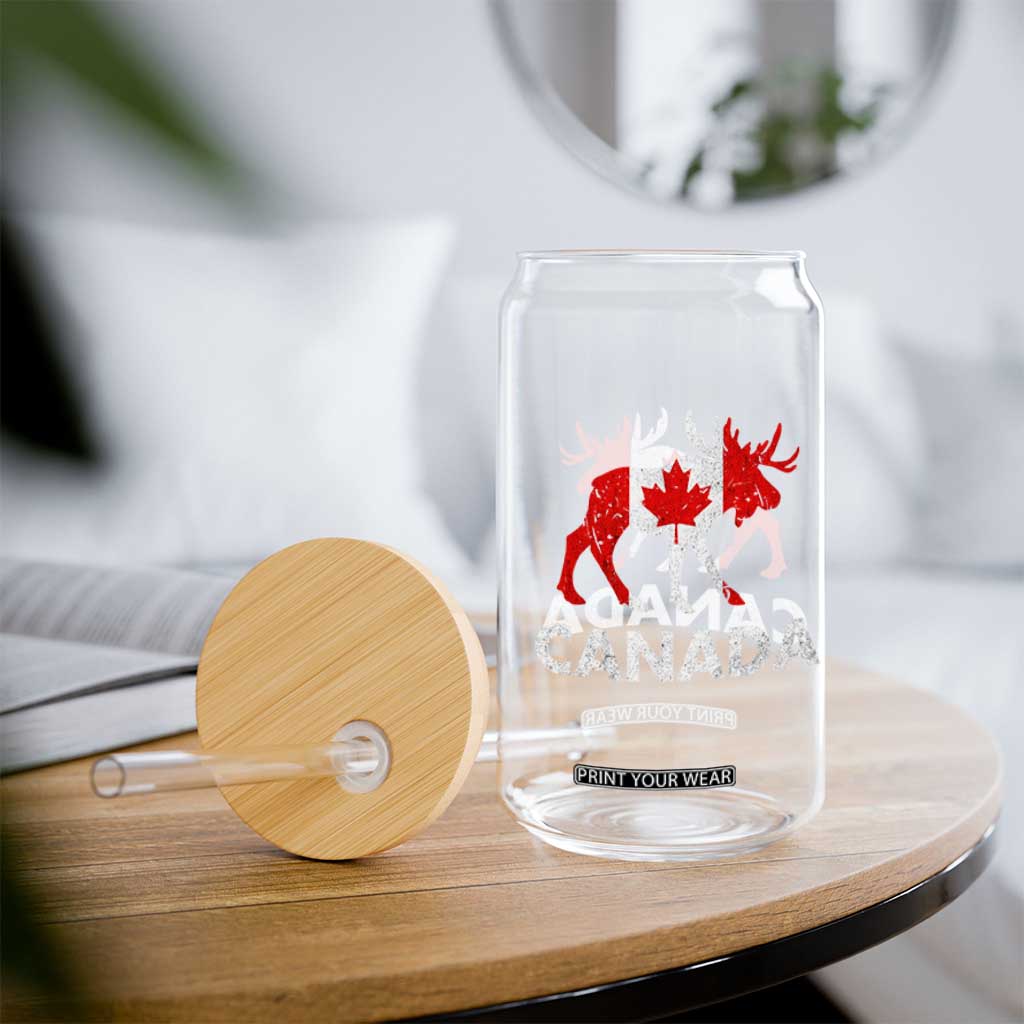 Canada Moose Maple Leaf Glass Can Canadian Pride TS10 Print Your Wear