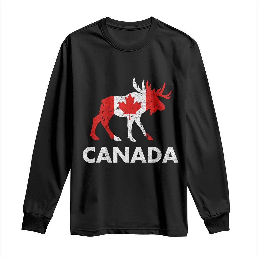 Canada Moose Maple Leaf Long Sleeve Shirt Canadian Pride TS10 Black Print Your Wear