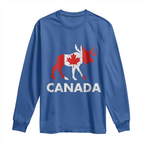 Canada Moose Maple Leaf Long Sleeve Shirt Canadian Pride TS10 Royal Blue Print Your Wear