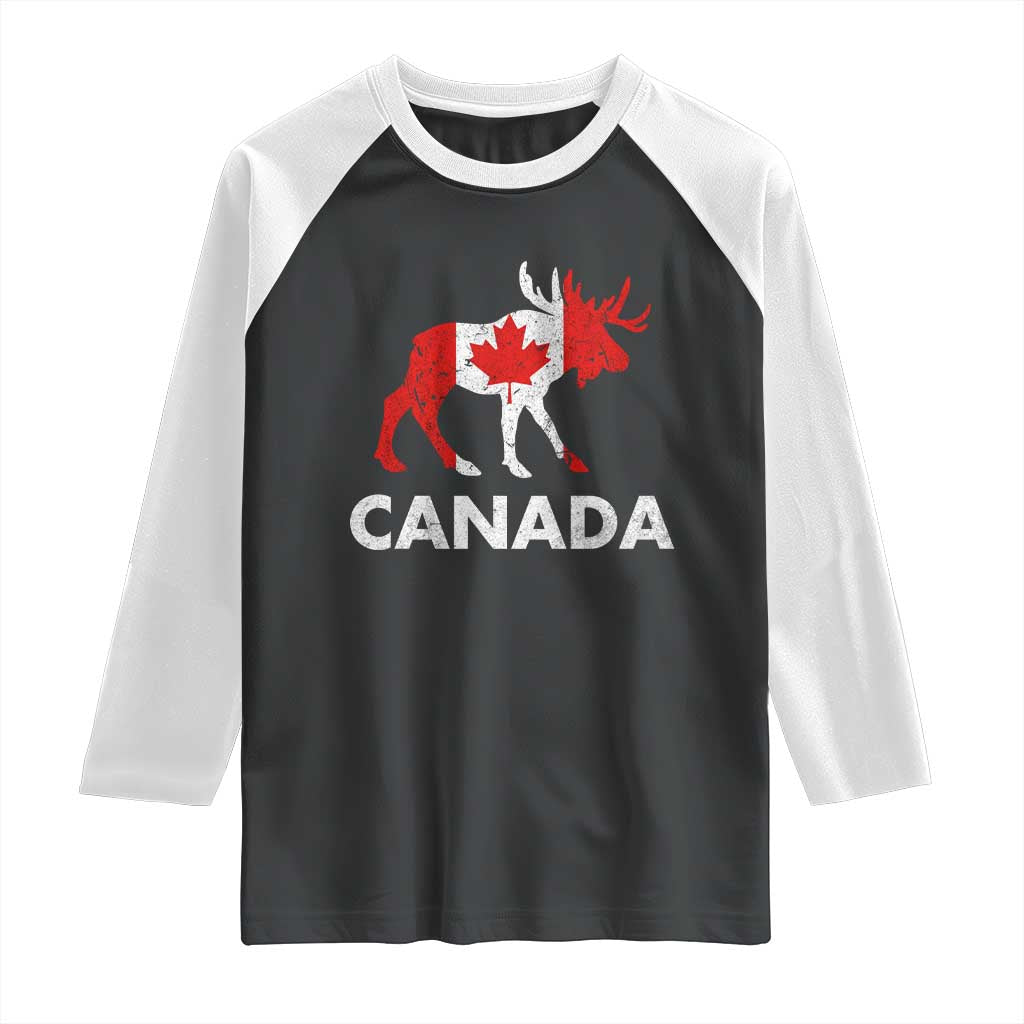 Canada Moose Maple Leaf Raglan Shirt Canadian Pride TS10 Black White Print Your Wear