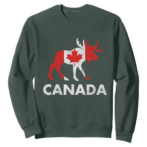 Canada Moose Maple Leaf Sweatshirt Canadian Pride TS10 Dark Forest Green Print Your Wear