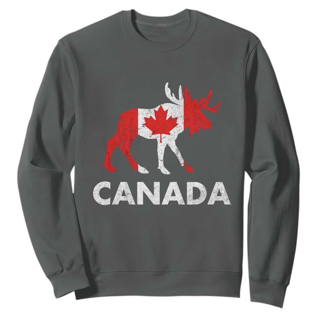 Canada Moose Maple Leaf Sweatshirt Canadian Pride TS10 Dark Heather Print Your Wear
