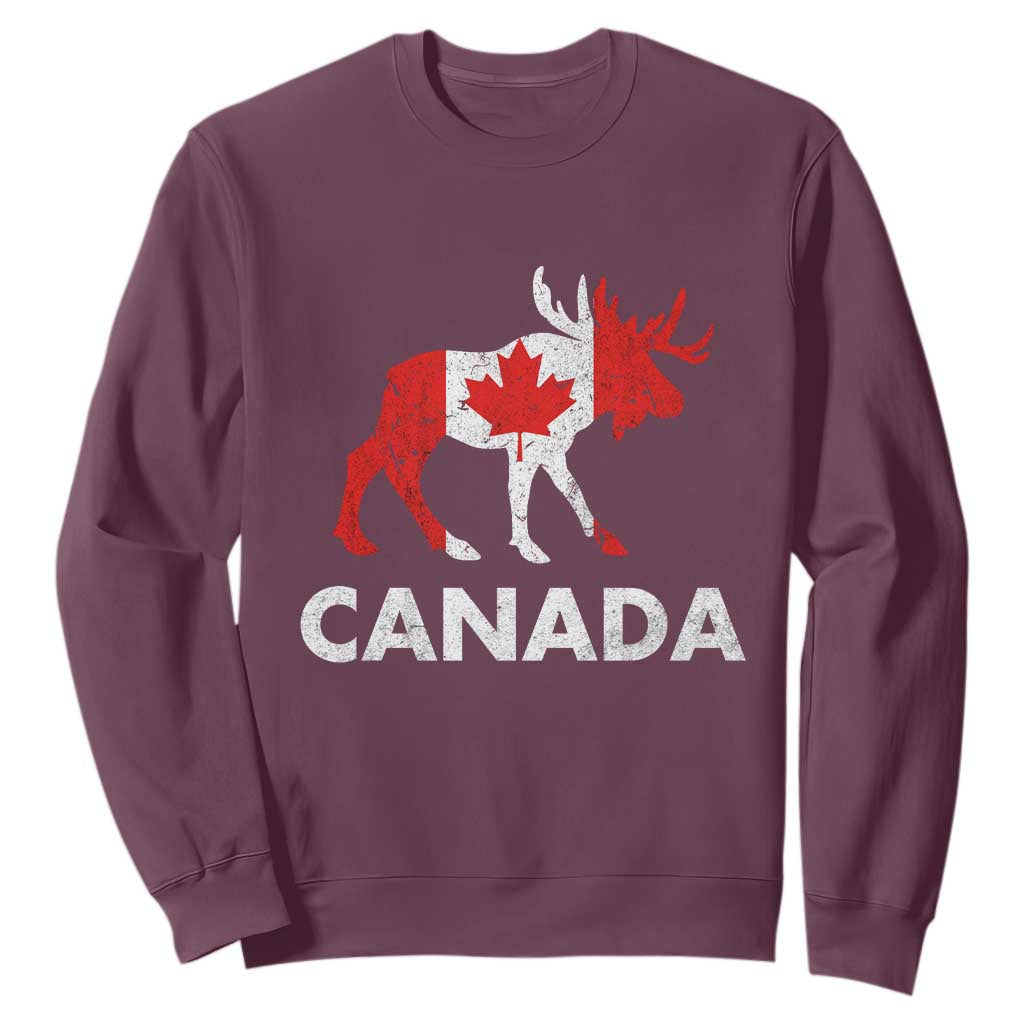 Canada Moose Maple Leaf Sweatshirt Canadian Pride TS10 Maroon Print Your Wear