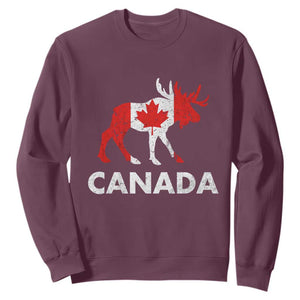 Canada Moose Maple Leaf Sweatshirt Canadian Pride TS10 Maroon Print Your Wear