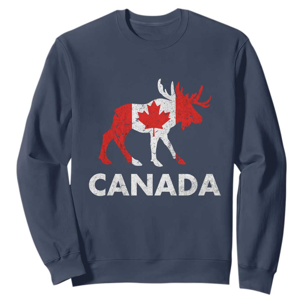 Canada Moose Maple Leaf Sweatshirt Canadian Pride TS10 Navy Print Your Wear