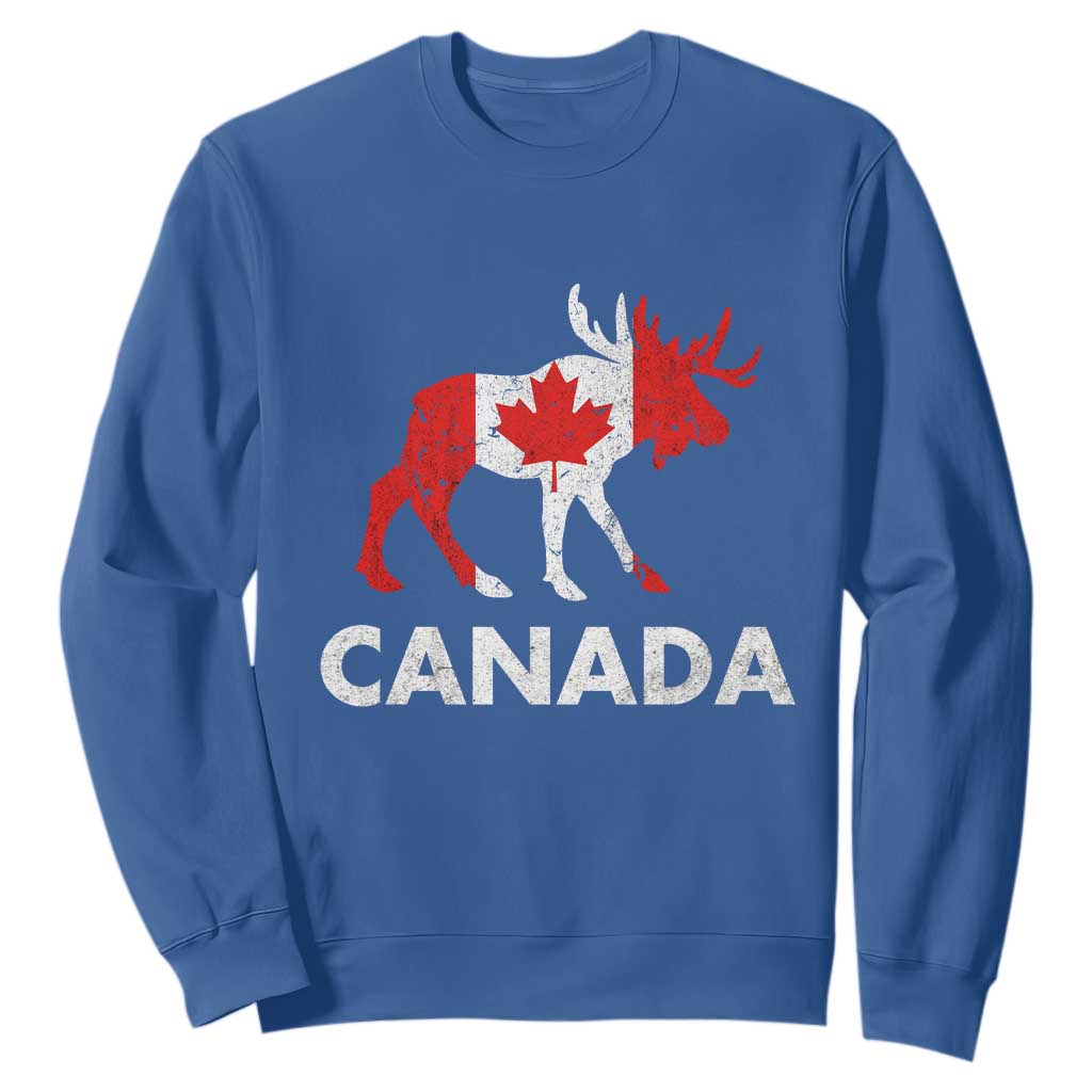 Canada Moose Maple Leaf Sweatshirt Canadian Pride TS10 Royal Blue Print Your Wear