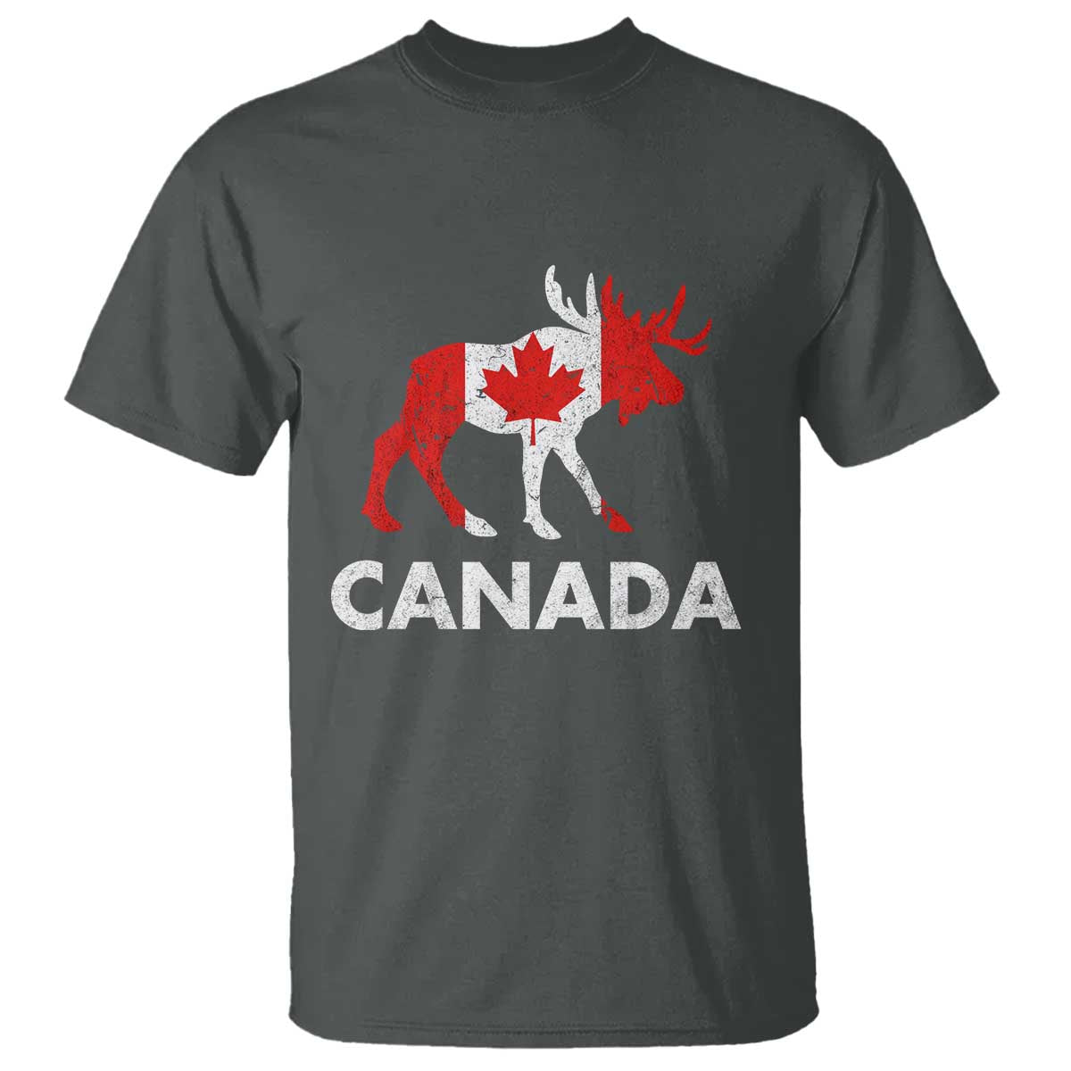 Canada Moose Maple Leaf T Shirt Canadian Pride TS10 Dark Heather Print Your Wear