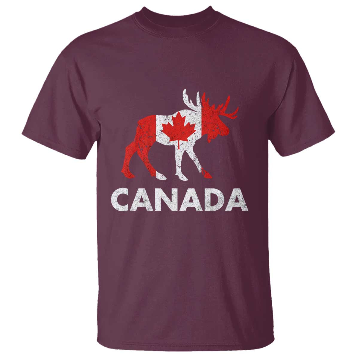 Canada Moose Maple Leaf T Shirt Canadian Pride TS10 Maroon Print Your Wear