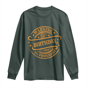 50th Birthday Trip Long Sleeve Shirt Retro Funny Milestone Vacation TS10 Dark Forest Green Print Your Wear