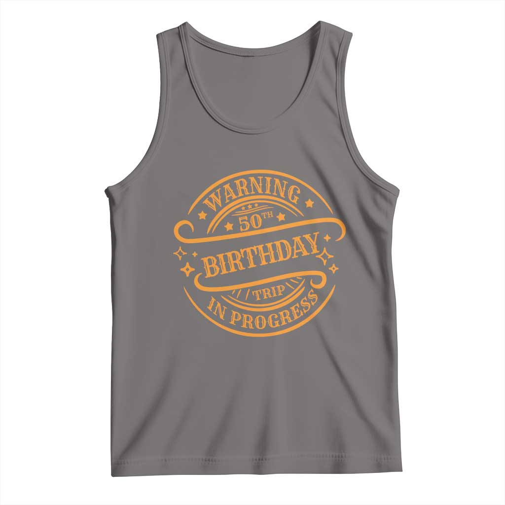 50th Birthday Trip Tank Top Retro Funny Milestone Vacation TS10 Deep Heather Print Your Wear