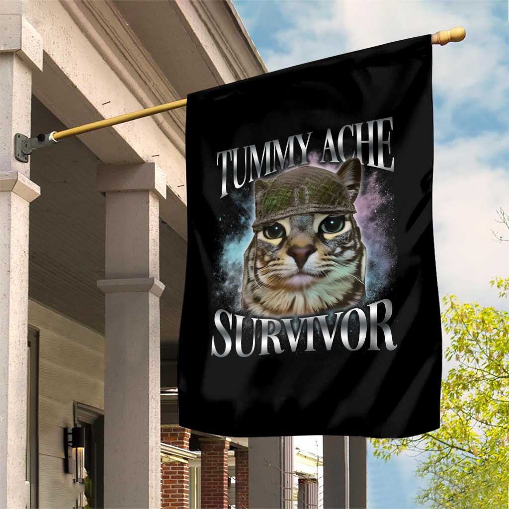 Tummy Ache Survivor Cat Meme Garden Flag Vintage 90s Graphic Funny Stomach Issues Bootleg TS10 Print Your Wear