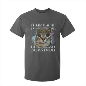 Tummy Ache Survivor Cat Meme T Shirt For Kid Vintage 90s Graphic Funny Stomach Issues Bootleg TS10 Dark Heather Print Your Wear